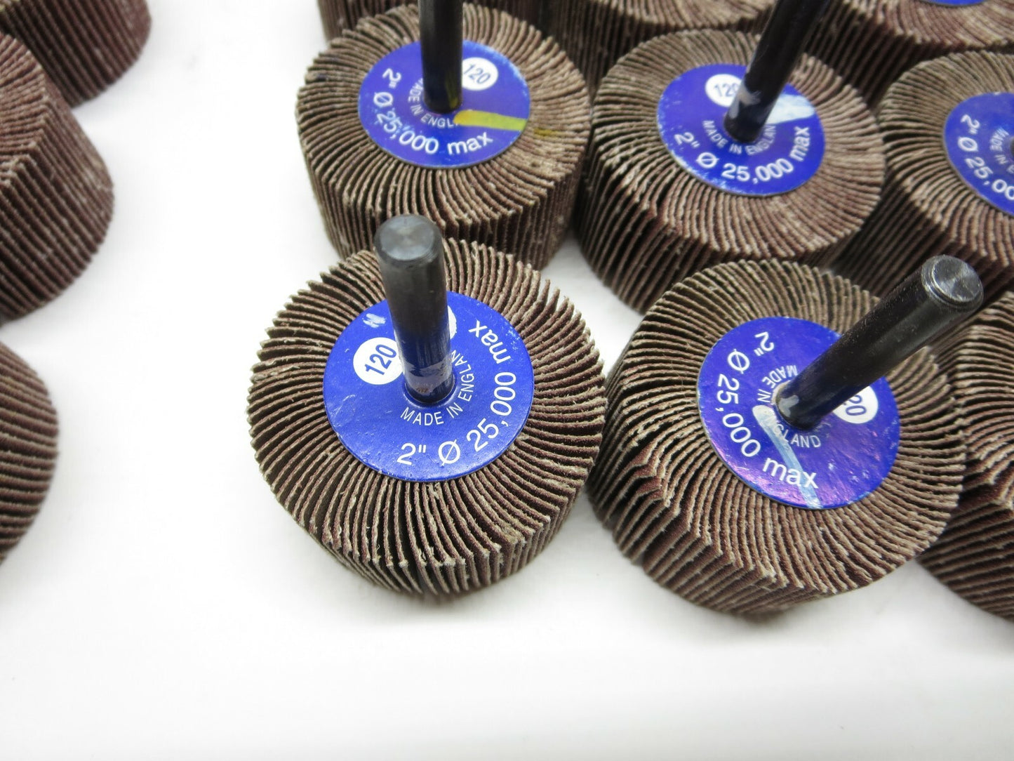 LOT OF 50 ea. 2 x 1 in. Flap Wheels 80 / 120 Grit Garryson G10024 / G10025
