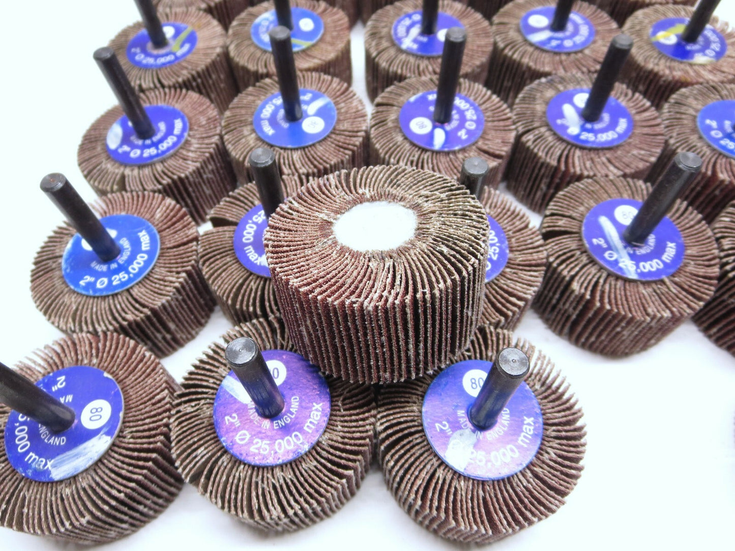 LOT OF 50 ea. 2 x 1 in. Flap Wheels 80 / 120 Grit Garryson G10024 / G10025