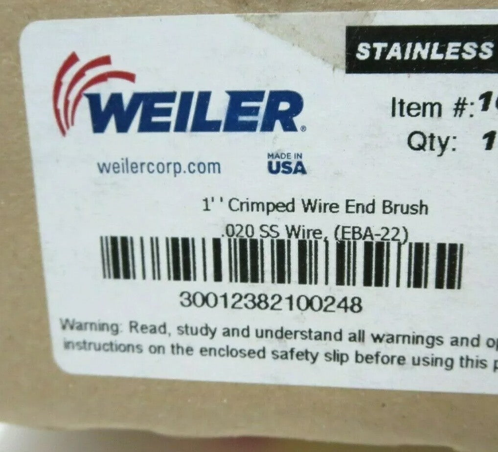 WEILER 10024 1 in .020 Stainless Steel Crimped Wire End Brush Made in USA