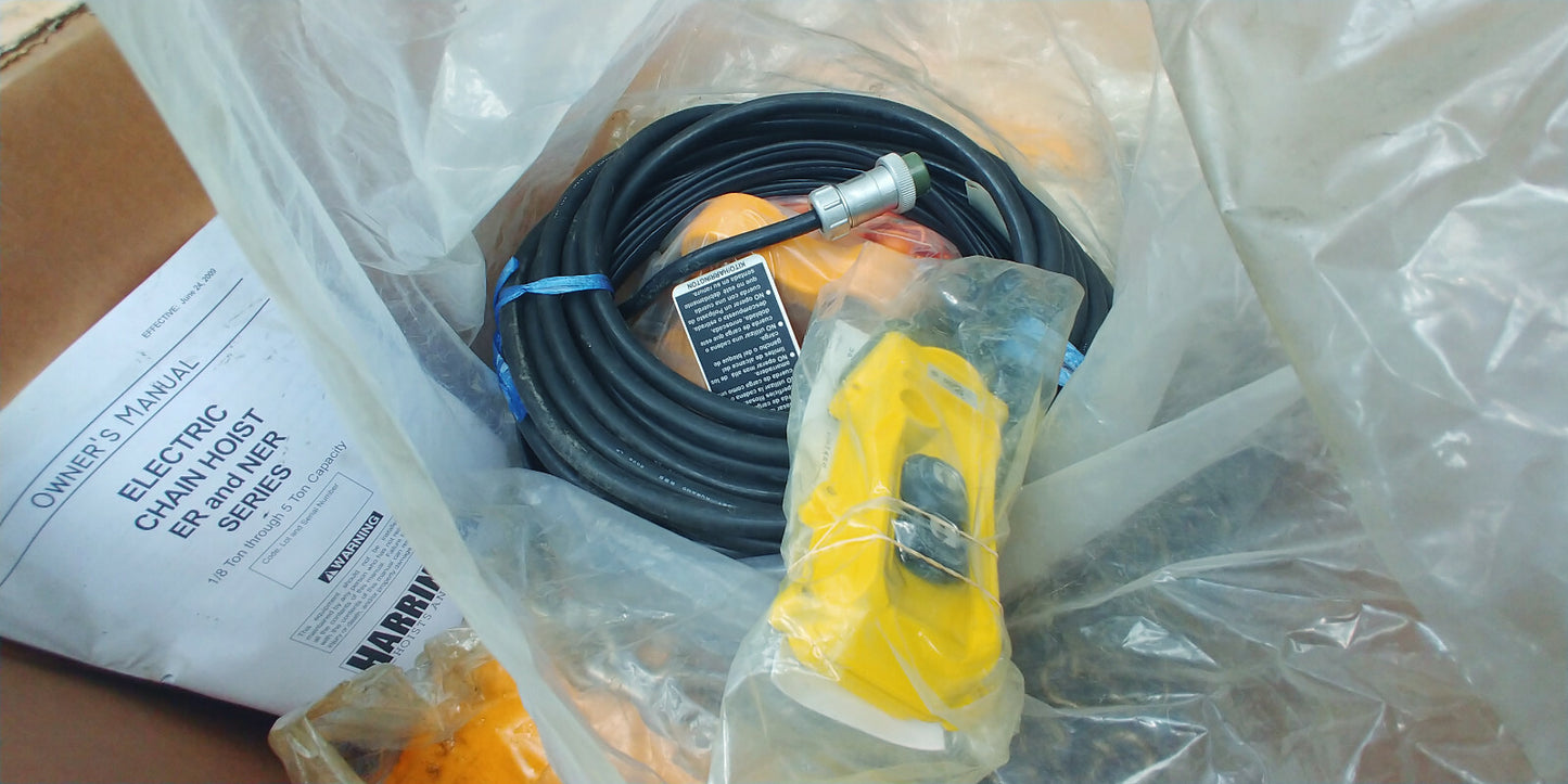 Harrington NERG030L-150 3 Ton Electric Hoist 150 FT Lift Trolley & C-Bucket 460v
