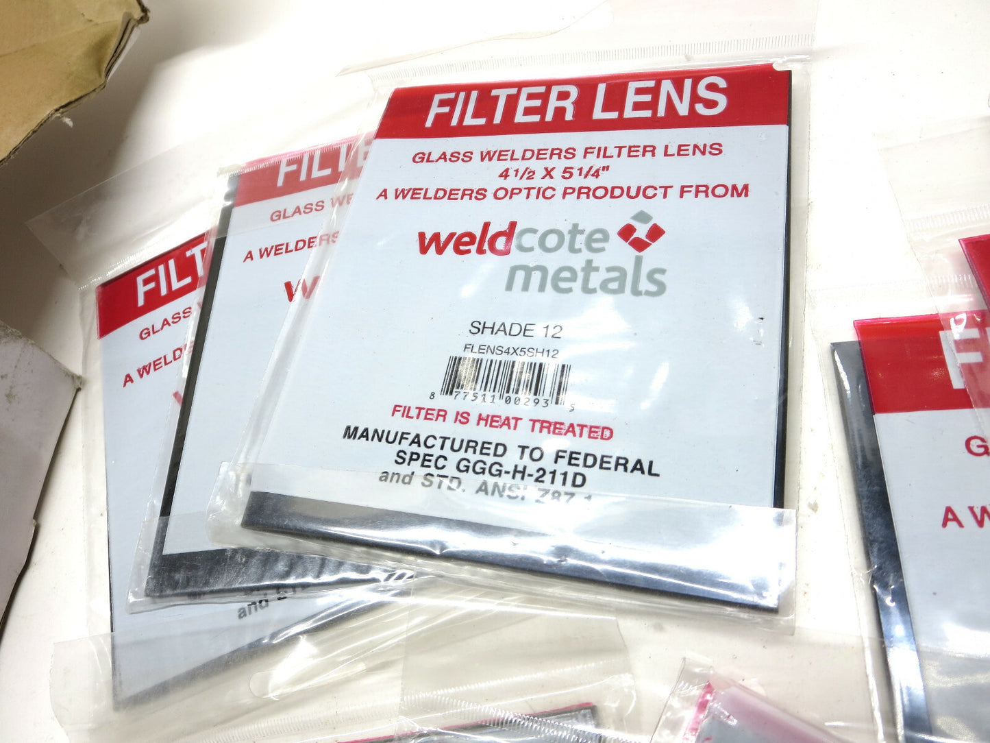 9 PCS Weldcote Glass Welders Filter Lens FLENSX5SH12 4 1/2" x 5 1/4" Shade 12