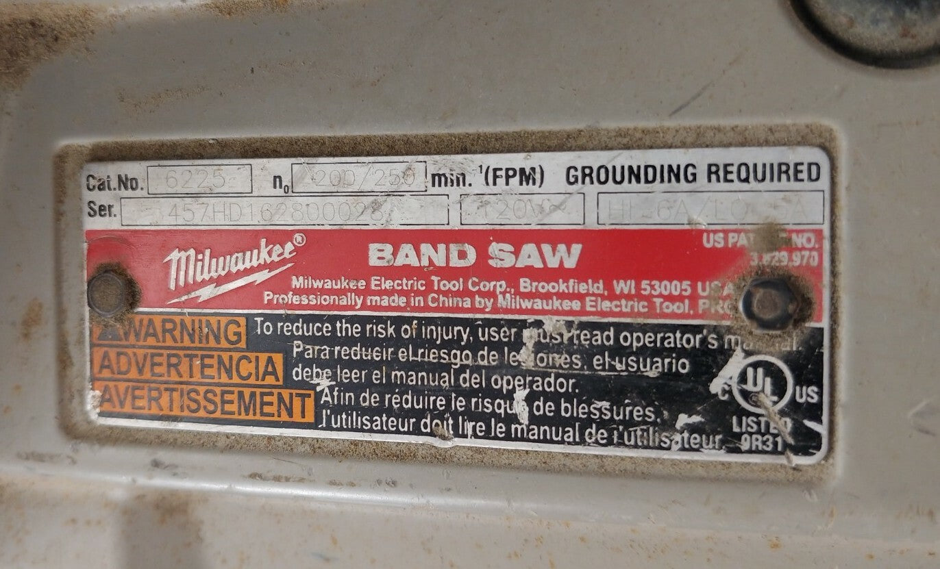 2016 Milwaukee 6225 Heavy Duty Portable Variable Speed Band Saw 6A/5A 120v