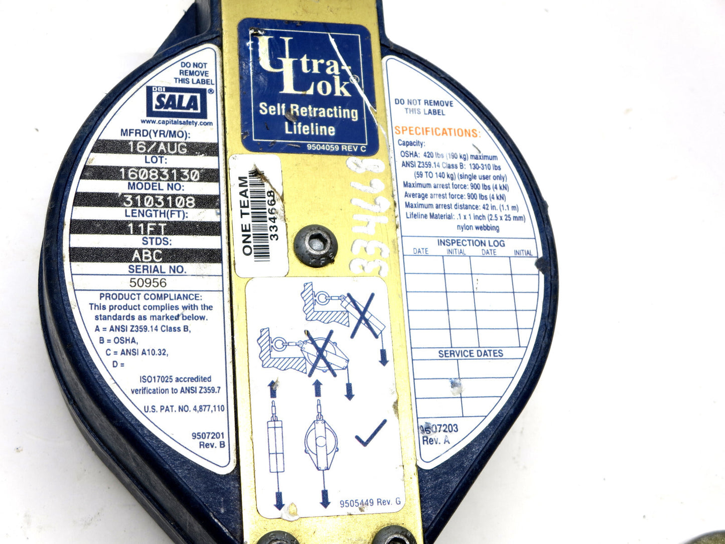 DBI SALA 3103108 Ultra-Lok 11 FT Web SRL AUG/16
