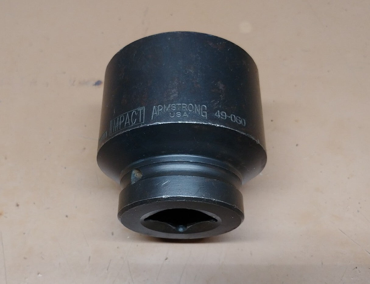 Armstrong 60 mm Impact Socket 49-060 1 in Drive 6 Point Standard Made in USA