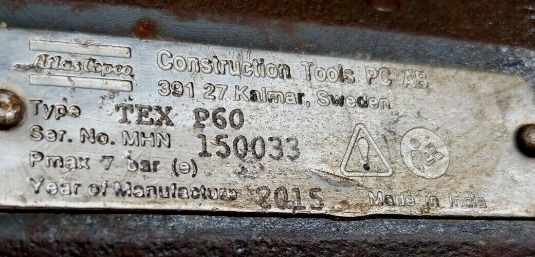 Atlas Copco TEX P60 Pneumatic Breaker, Tested, 2015 Model