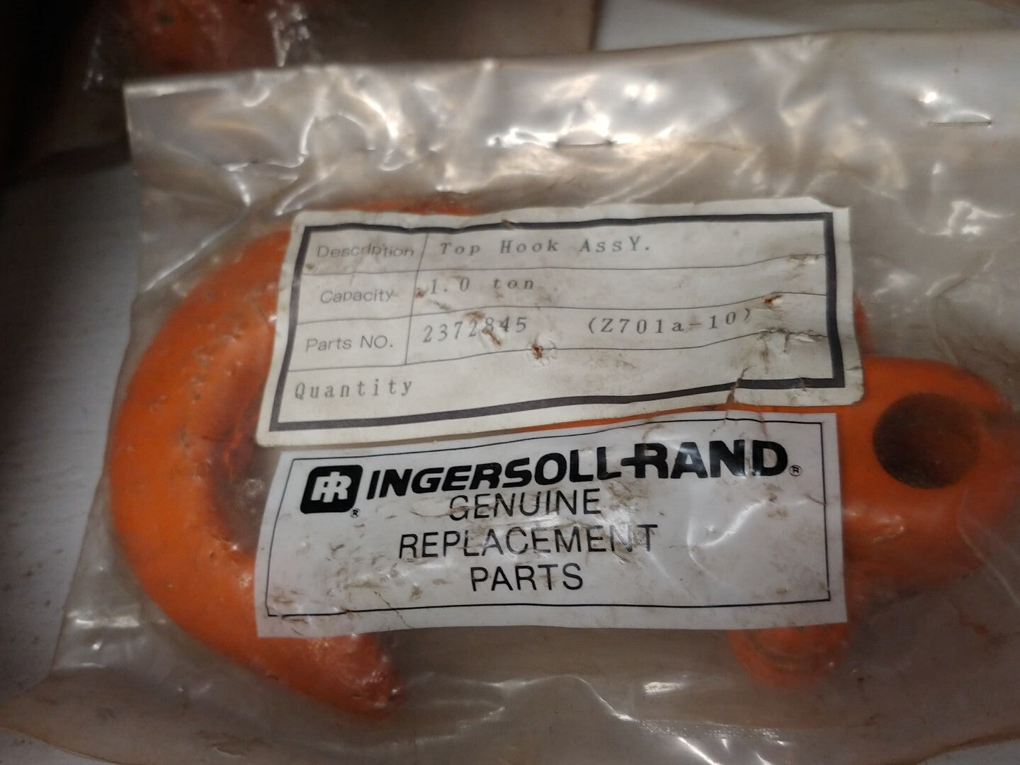 Ingersoll Rand 1 Ton Chain Hoist Top Hook P/N 2372845 for VL2-010 Premium Hoists