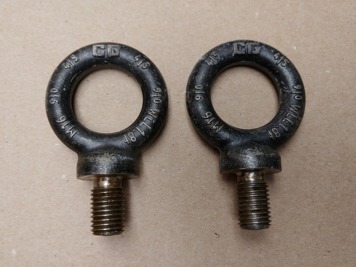 LOT OF 2 Crosby M16 x 27mm M-279 Forged Shoulder Nut Eye Bolts - 1.8 ton 1045913