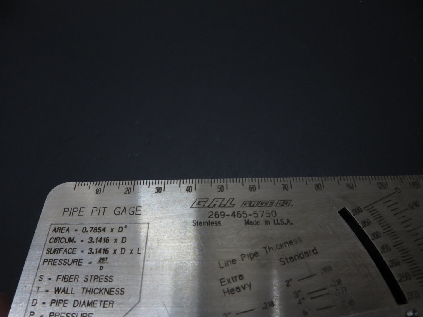 G.A.L. Gage Pipe Pit Gage GAL-17 Range 0 - 1/2 in. Made in USA