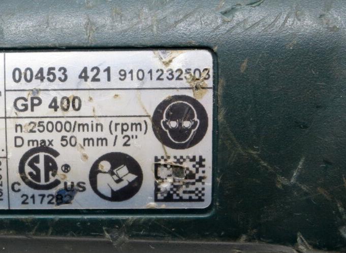 1 Ea. Metabo GP400 Die Grinder w/ Tool Lanyard 25,000 RPM 120v 3.5A 2 in. Tested