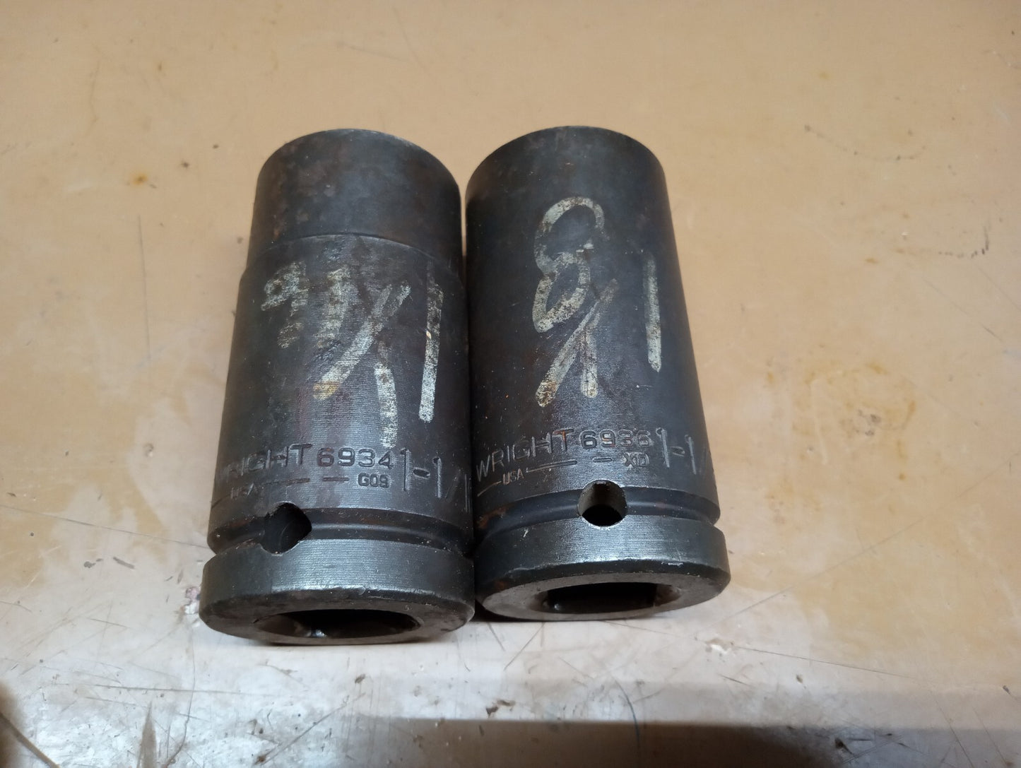 Lot of 2 Wright Deep Impact Sockets 1-1/16 & 1-1/8 in. 3/4 Drive 6934 6936 USA