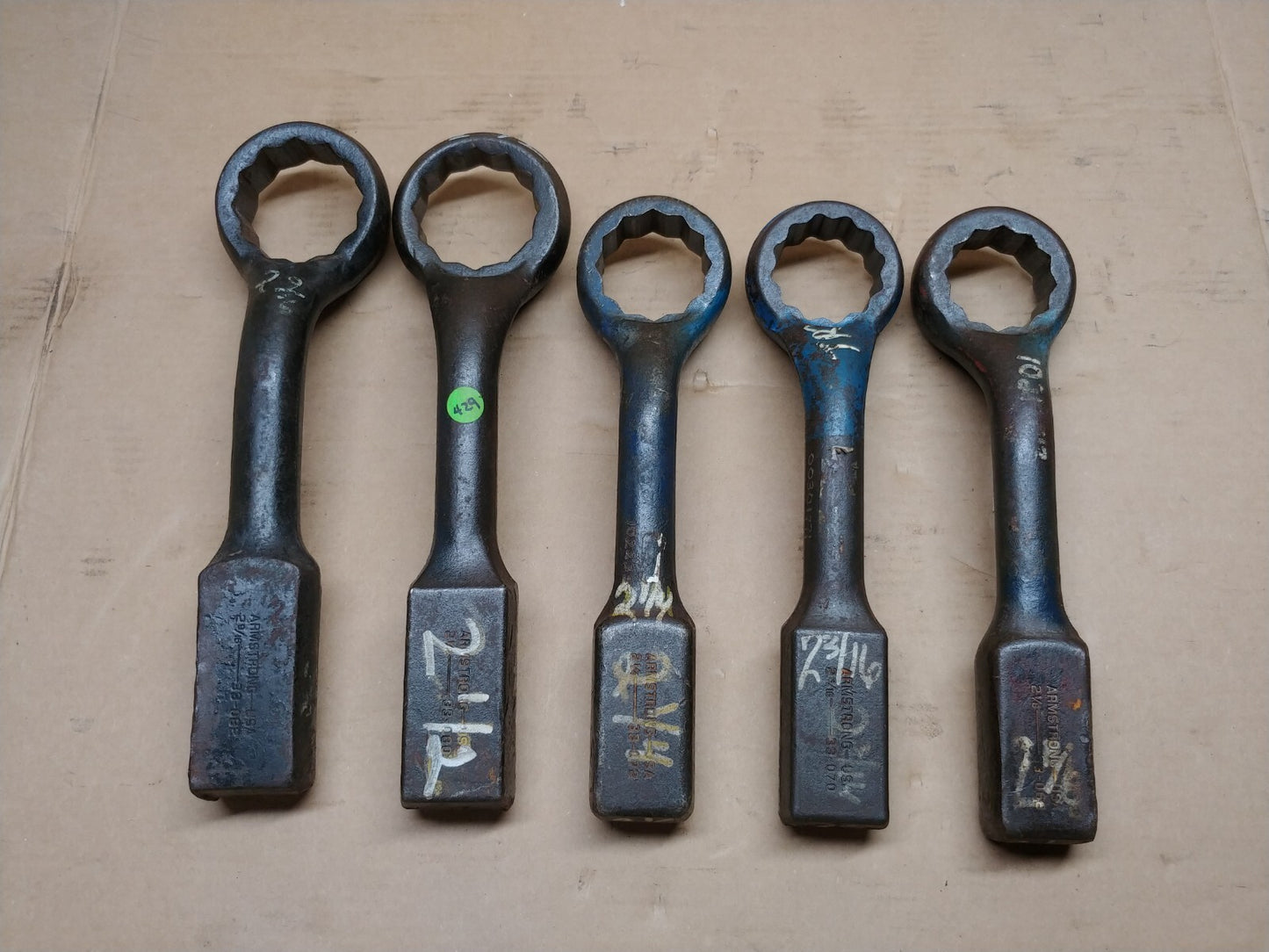 Set Of 5 Pcs. Armstrong Striking Wrenches 2-1/8 to 2-9/16 Made in USA