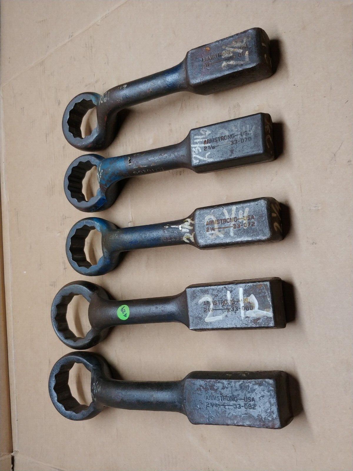 Set Of 5 Pcs. Armstrong Striking Wrenches 2-1/8 to 2-9/16 Made in USA