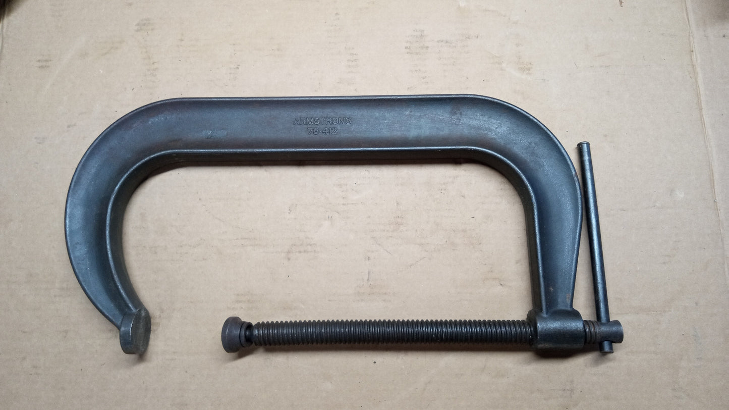 Armstrong 12 in. C-Clamp Deep Throat Drop Forged 78-412 VG COND. Made in USA