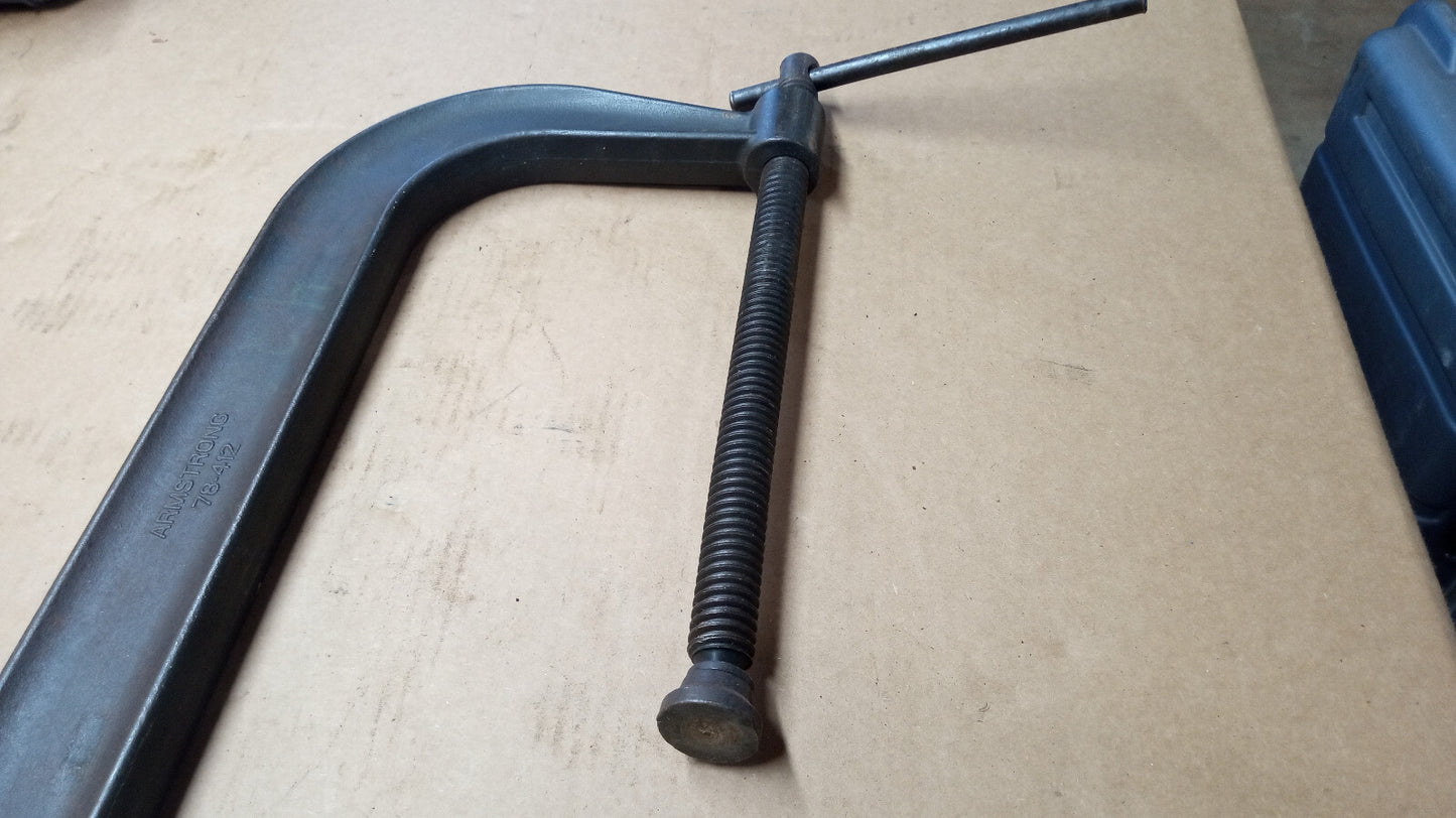 Armstrong 12 in. C-Clamp Deep Throat Drop Forged 78-412 VG COND. Made in USA