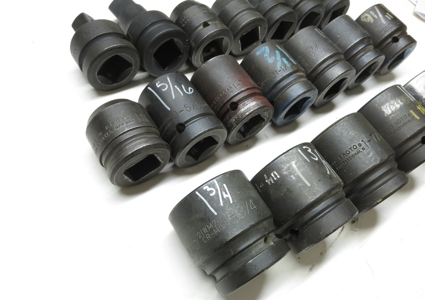 19-PCS. 3/4" to 2" Impact Socket Set 1" Drive From Wright, Proto, GW & More