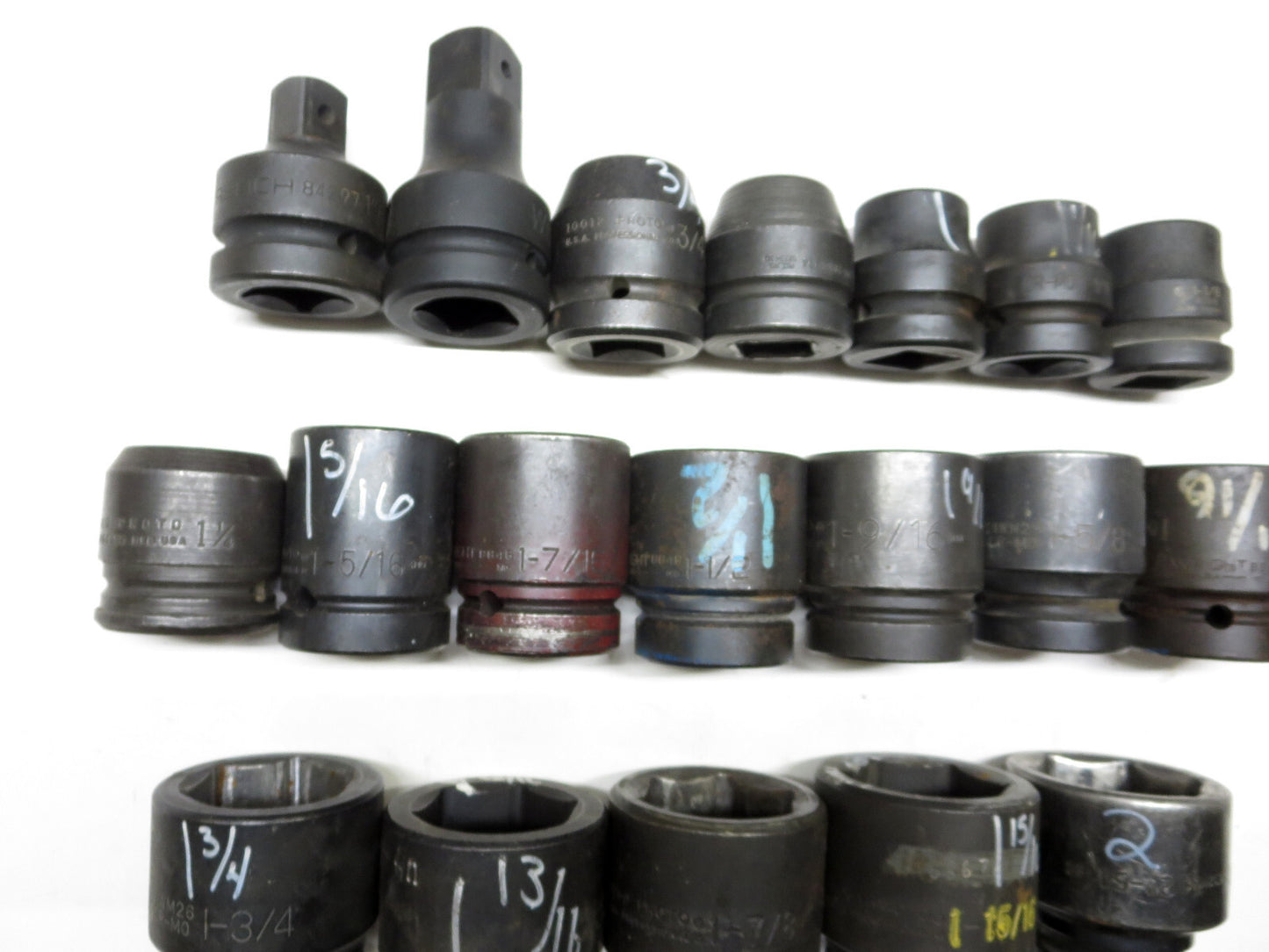 19-PCS. 3/4" to 2" Impact Socket Set 1" Drive From Wright, Proto, GW & More