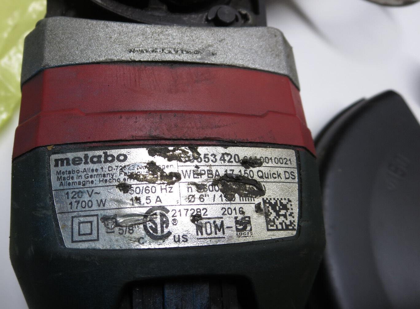 Metabo WEPBA 17-150 Quick DS 6 in Electric Angle Grinder Kit 14.5A 00553420