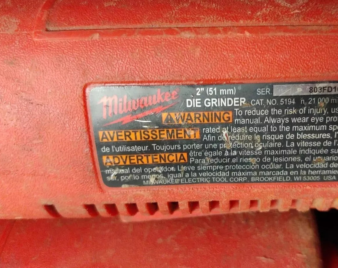 1 ea. Milwaukee 5194 Die Grinder 2 in. Handheld 120V Tested