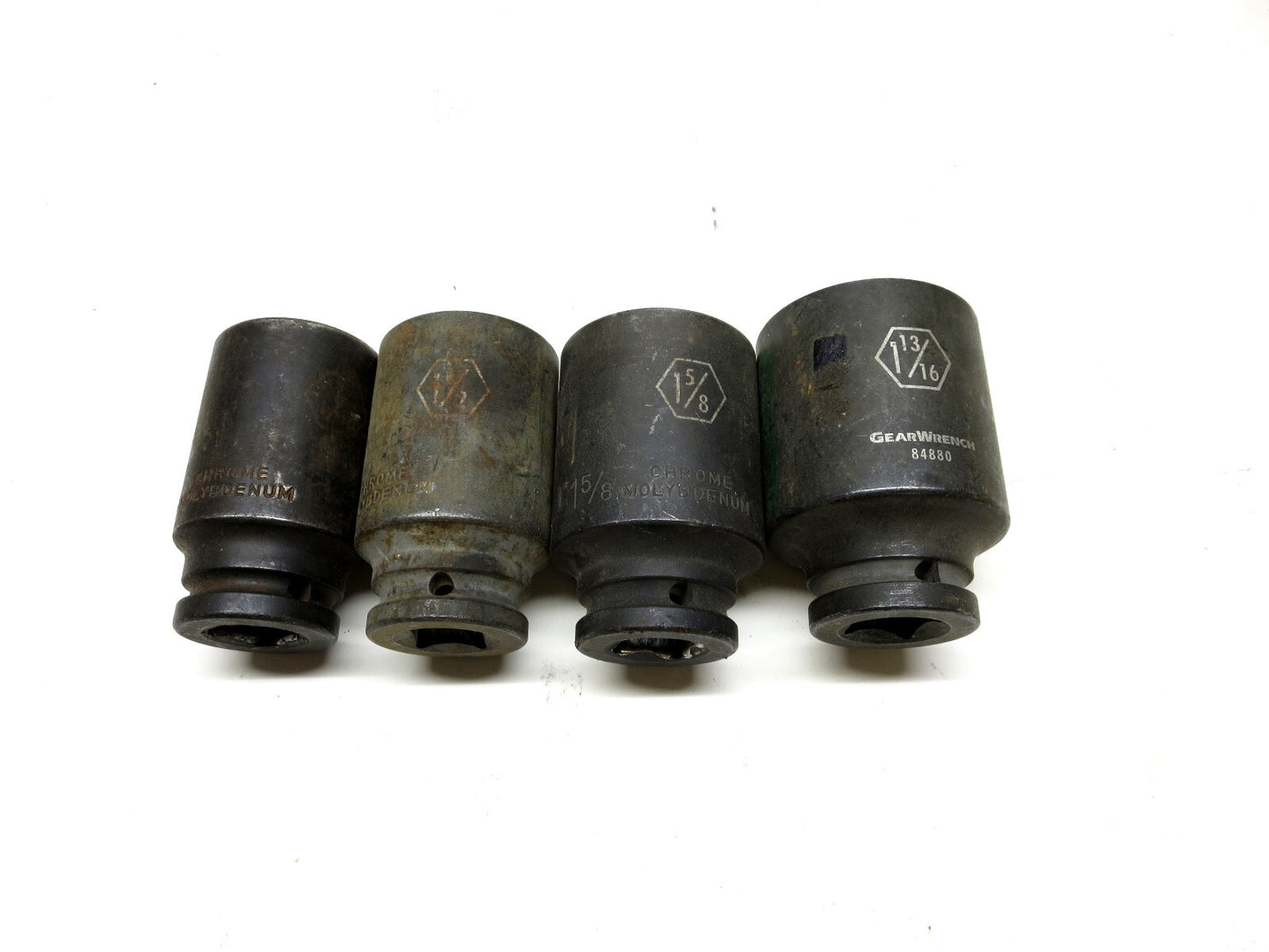 LOT OF 4 PCS GearWrench 3/4 DR Deep Impact Sockets 1-7/16, 1-1/2, 1-5/8, 1-13/16