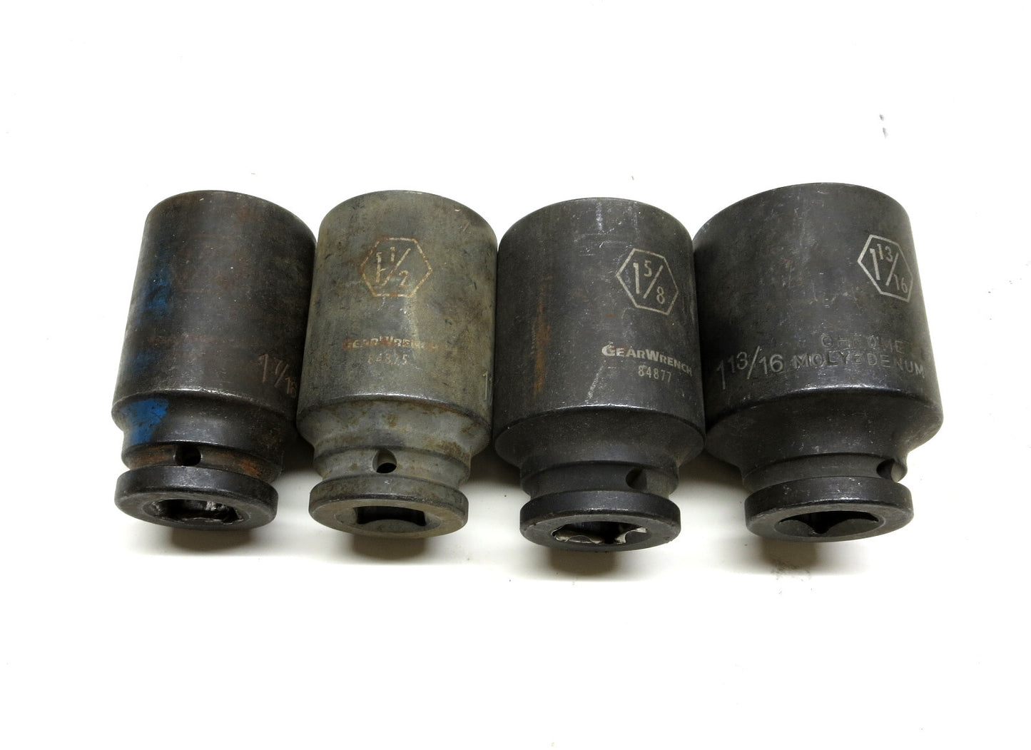 LOT OF 4 PCS GearWrench 3/4 DR Deep Impact Sockets 1-7/16, 1-1/2, 1-5/8, 1-13/16