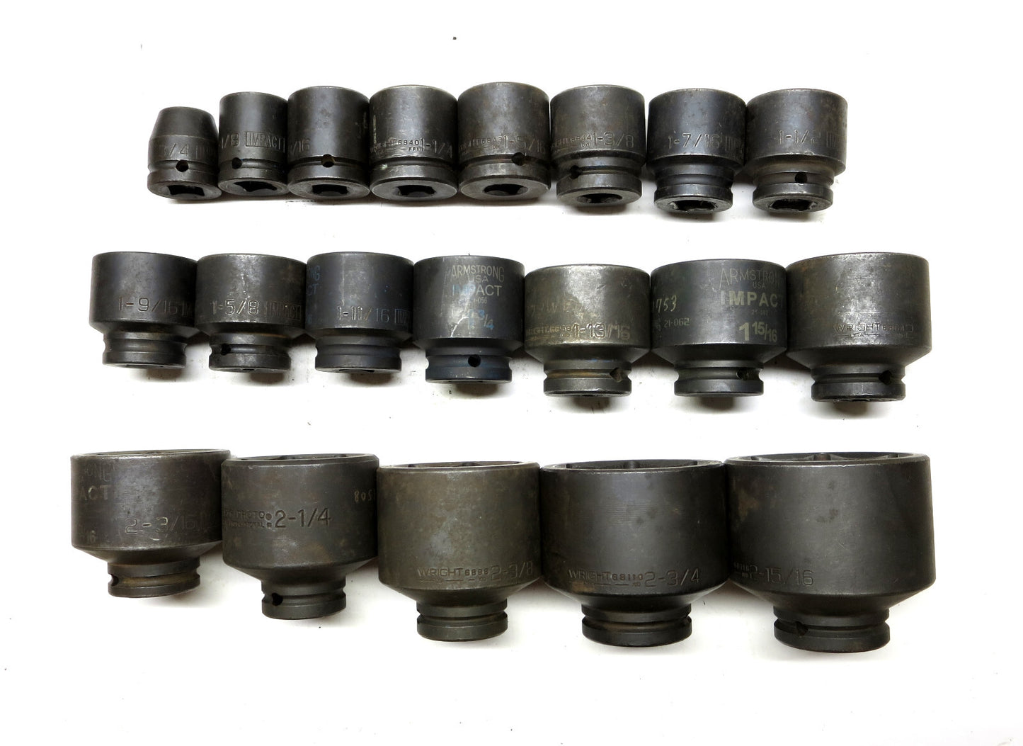 Armstrong & Wright Domestic 3/4 Impact Socket Set of 20 pcs 3/4 - 2-15/16" USA