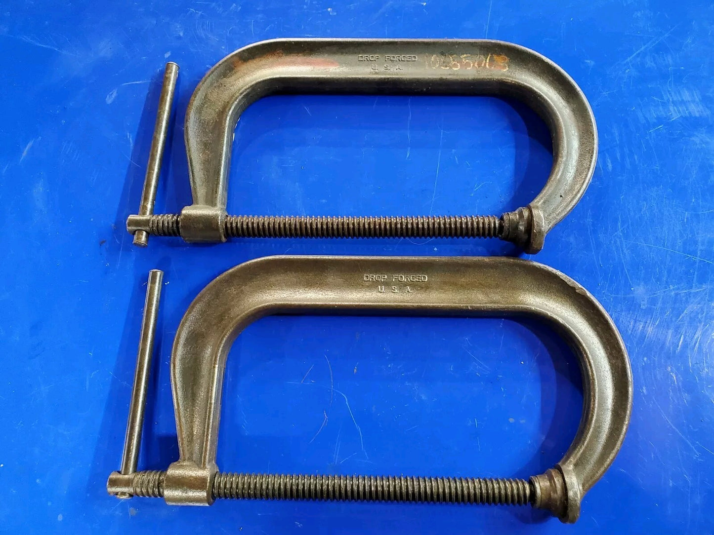 LOT OF 2 x Armstrong 78-408C C-Clamps. 8" Deep Throat Pattern Drop Forged C USA