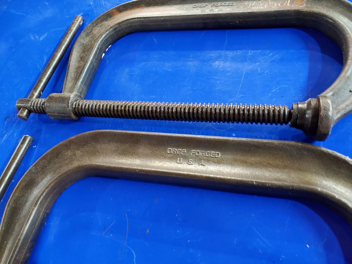LOT OF 2 x Armstrong 78-408C C-Clamps. 8" Deep Throat Pattern Drop Forged C USA