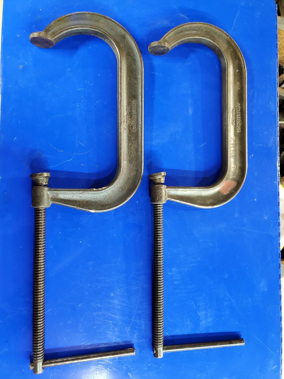 LOT OF 2 x Armstrong 78-408C C-Clamps. 8" Deep Throat Pattern Drop Forged C USA