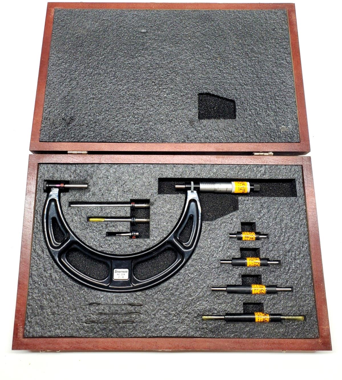 Starrett 224ARLZ 224 Series 2" - 6" Interchangeable Anvil Micrometer Set .001"