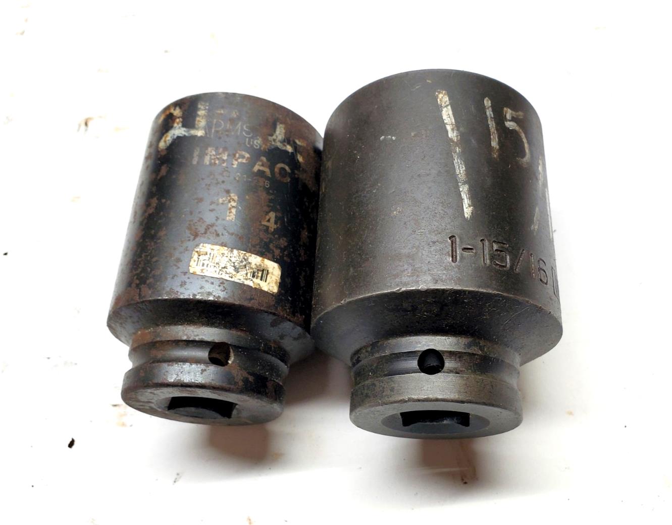 LOT OF 2X Armstrong 3/4 in. Drive Deep Impact Sockets 1-3/4 and 1-15/16 in. USA