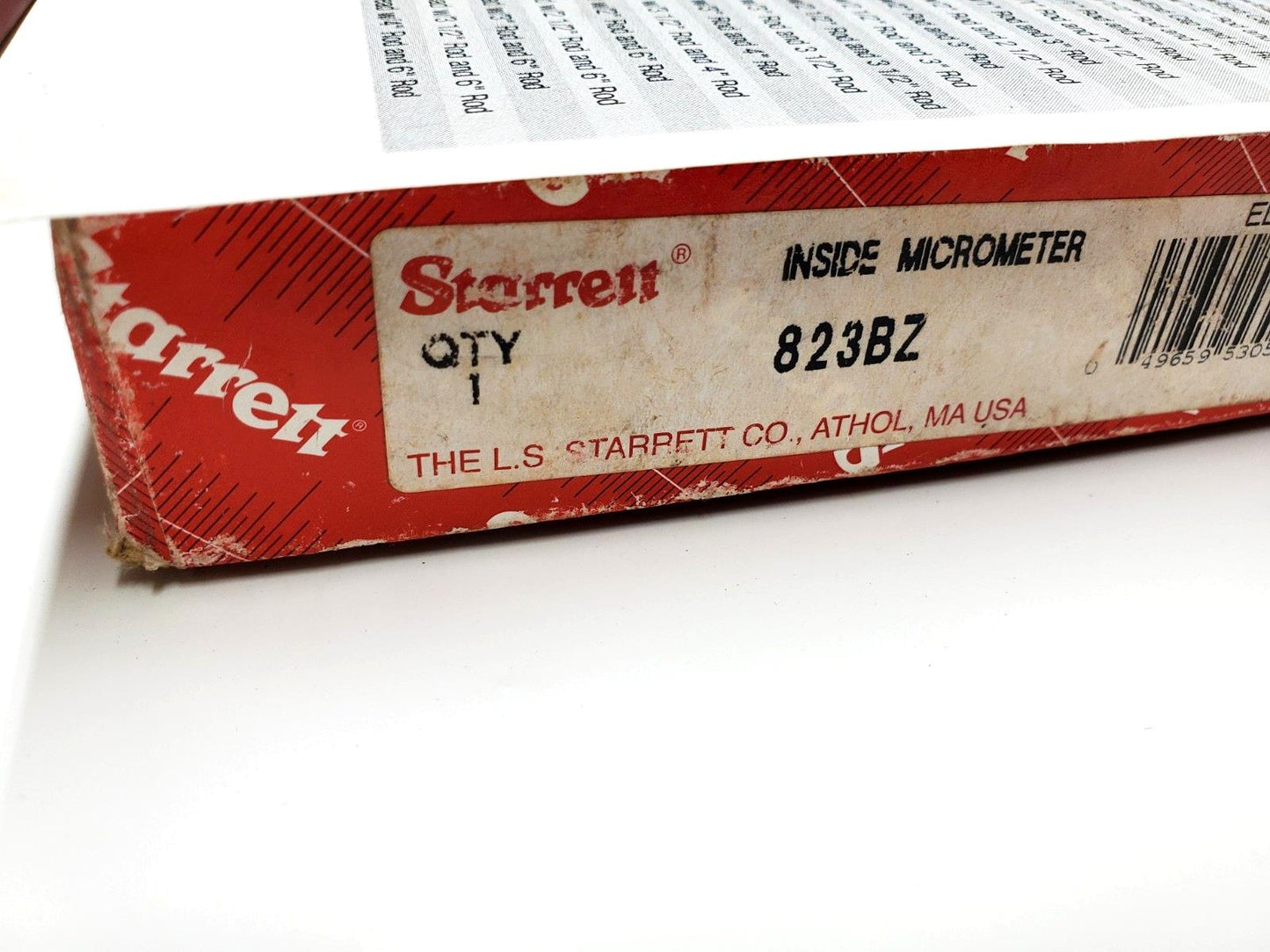 Starrett Model 823BZ Inside Micrometer Set 53052, Tubular w/ Case .001 Grad