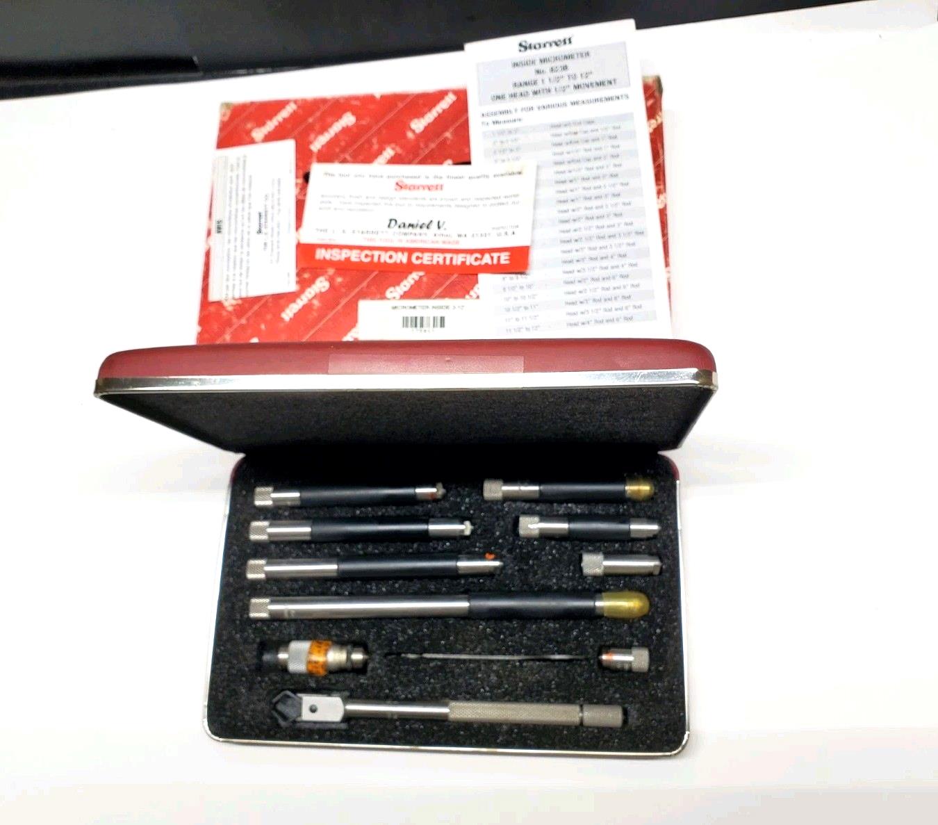 Starrett Model 823BZ Inside Micrometer Set 53052, Tubular w/ Case .001 Grad