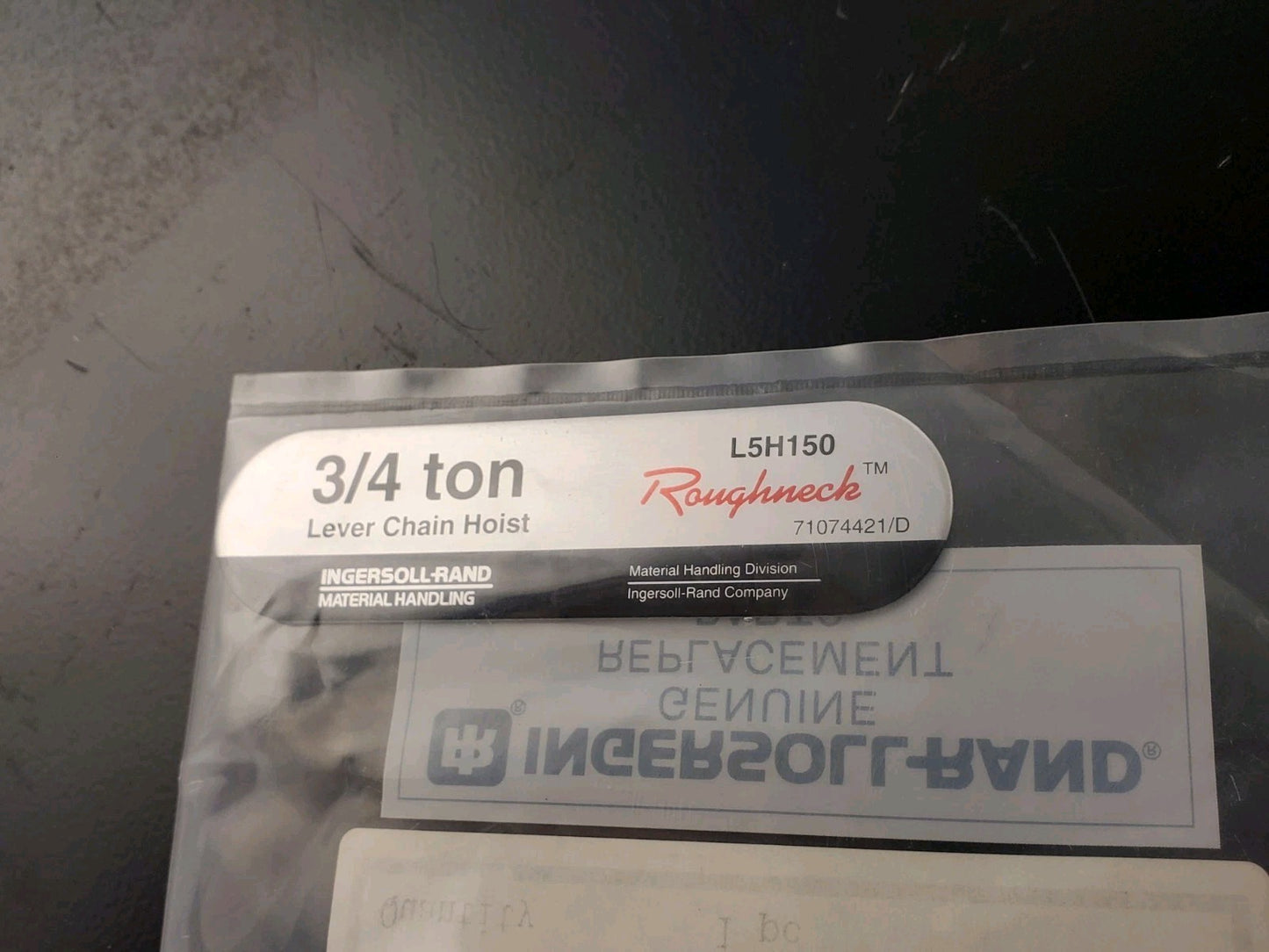 Ingersoll Rand 3/4 ton L5H150 711136931 Body Label (LRL981R-08) Roughneck
