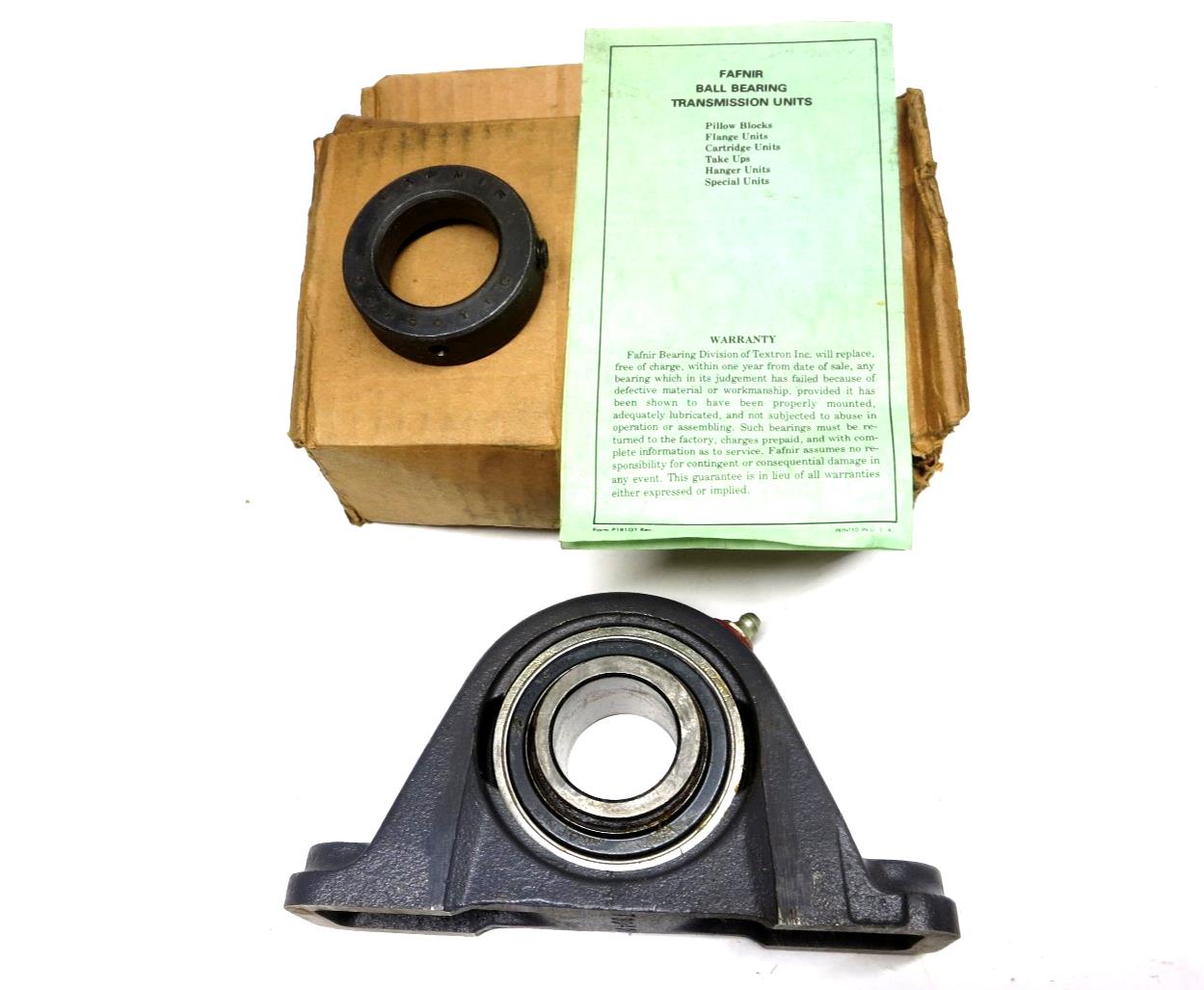NEW FAFNIR RAS 1 5/16 PILLOW BLOCK BEARING W/ COLLAR & MANUAL - MADE IN USA