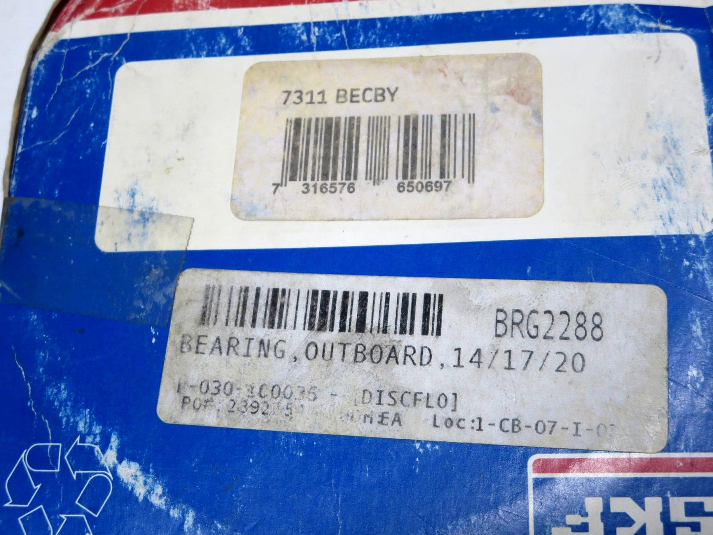 NEW Genuine SKF 7311 BECBY Bearing with Source Label - Made in USA