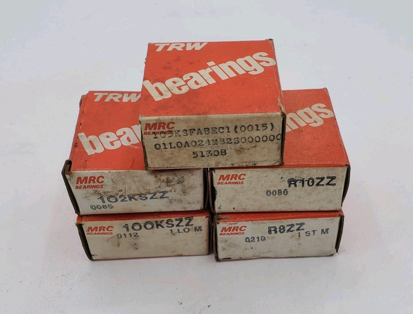 LOT OF (5) TRW MRC BEARING, 52KSFABEC1 (0015)MRC 102KSZZ, 100KSZZ, R10ZZ, R8ZZ