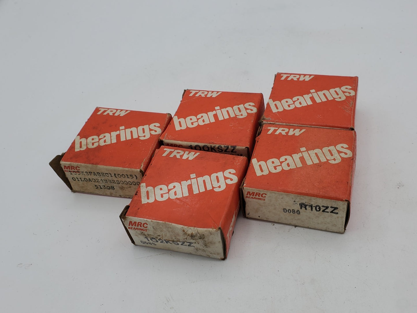 LOT OF (5) TRW MRC BEARING, 52KSFABEC1 (0015)MRC 102KSZZ, 100KSZZ, R10ZZ, R8ZZ