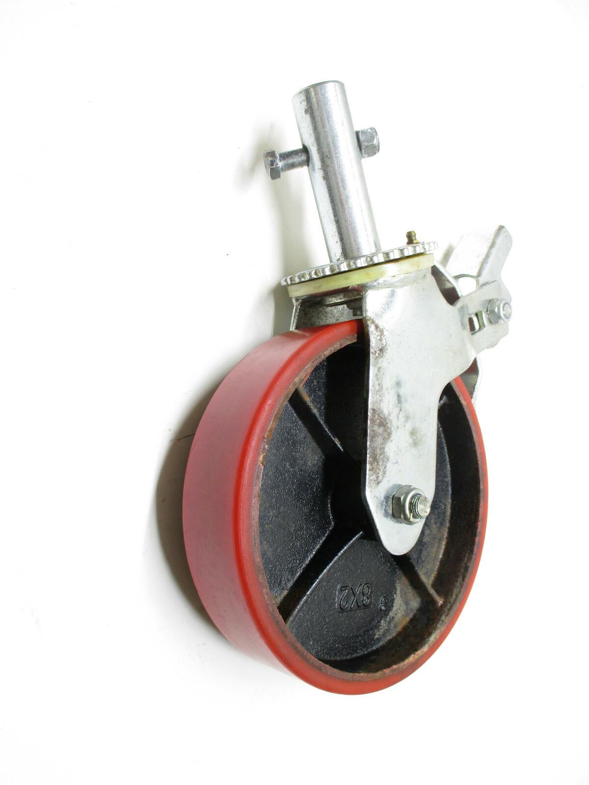 1 EA. 8" x 2" Urethane / Steel Swivel Caster W/ Brake B&B Pipe MFG NOS