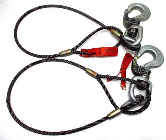 LOT of 2 LIFTALL Slings 3/8 x 4 FT 6 x 19 Crosby Swivel BL5A-2.3T BL-5A Hook USA