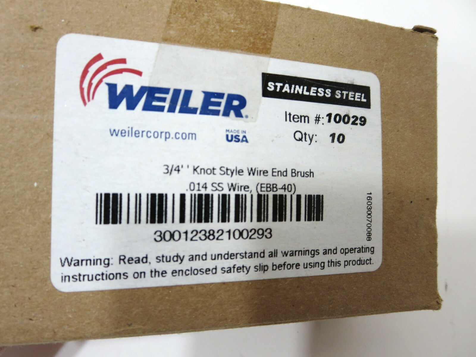 WEILER 10029 3/4" .014 SS Knot Wire End Brush 10-PACK 3/4 Diam. 22KRPM USA