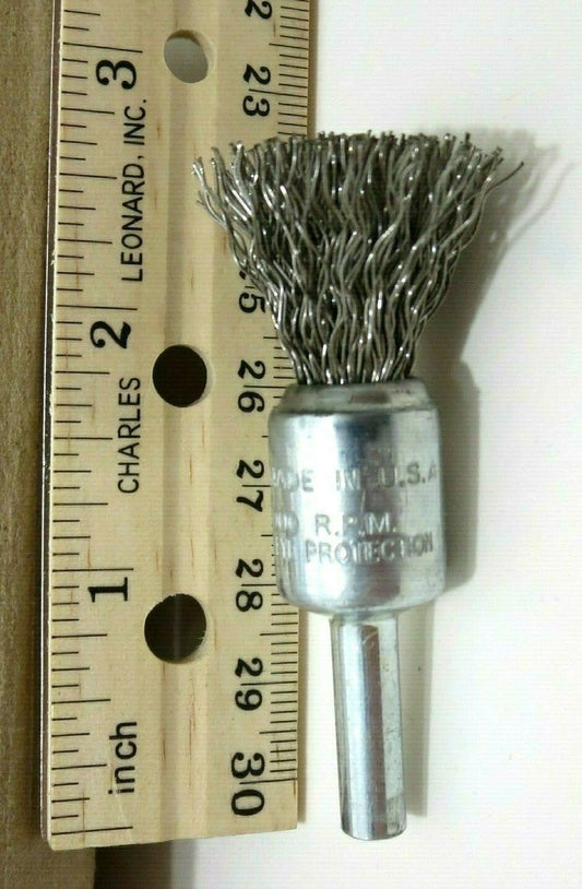 1 ea WEILER 10015 1/2 in. Crimped Wire End Brush Stainless Steel .014 SS USA
