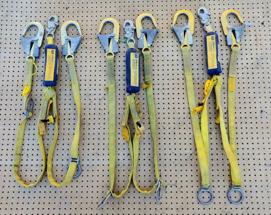 1 EA. DBI-SALA EZ STOP 2 Twin Leg Shock Absorbing Lanyard 1241219 Aluminum Hooks