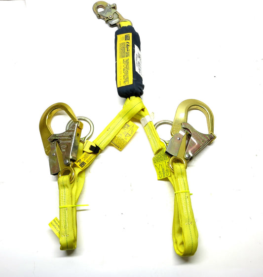 DBI-SALA EZ STOP II Twin Leg Shock Absorbing Lanyard 1241219 Aluminum Hooks