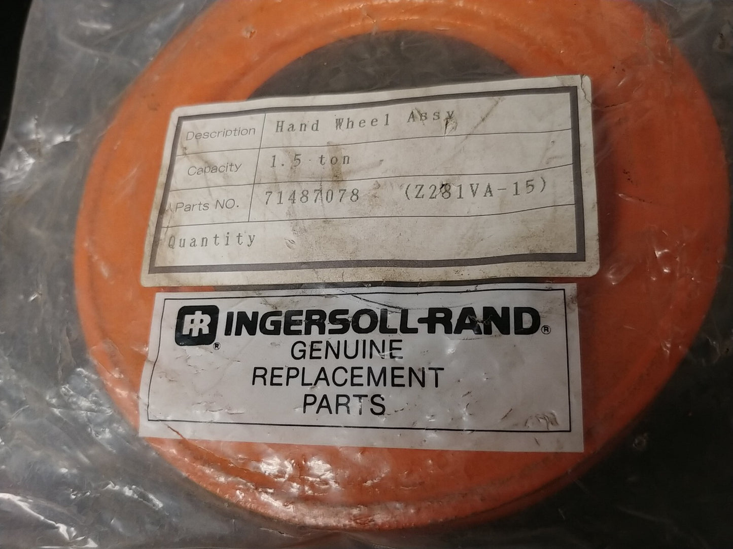 Ingersoll Rand 1.5 ton Chain Hoist Handwheel Assembly P/N 71487078 for VL2