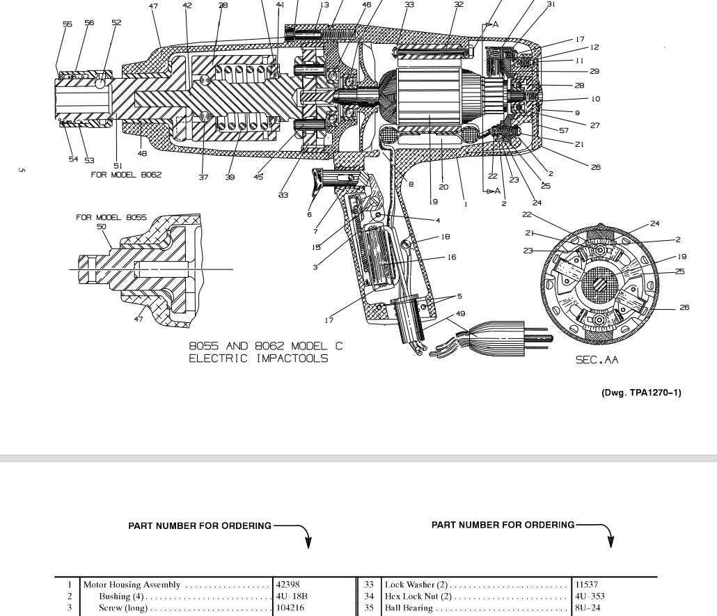 Ingersoll Rand Motor Housing Assembly 42398 for 8055 & 8062 Impact Wrenches