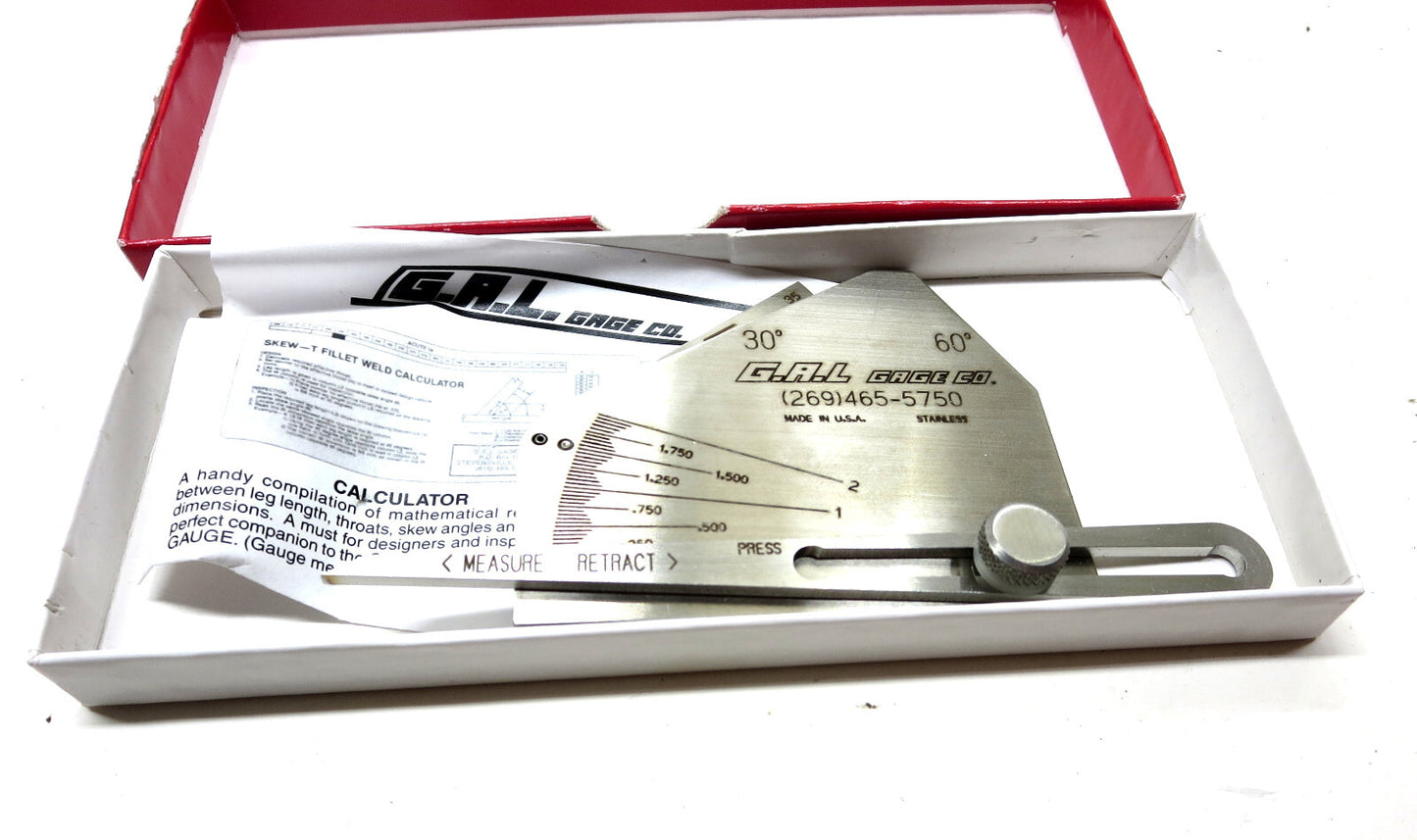 G.A.L. Gage Skew-T Gauge # 9A Made in USA