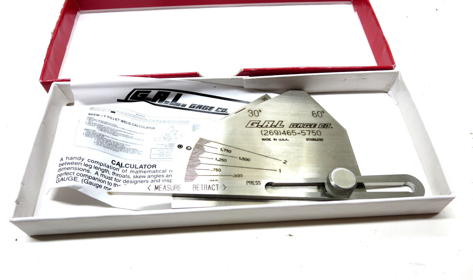G.A.L. Gage Skew-T Gauge # 9A Made in USA