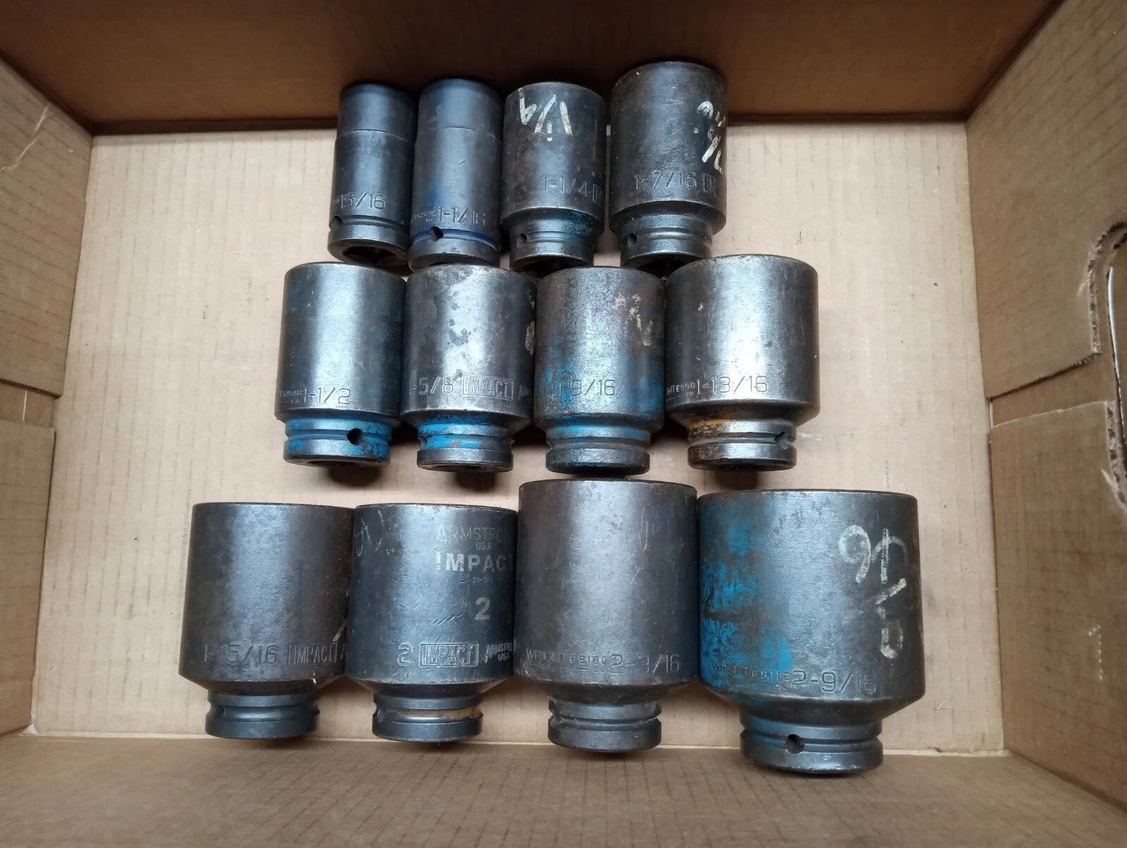 Armstrong & Wright 15/16 To 2-5/16  Deep Impact Socket Set of 12 pcs 3/4 Dr. USA