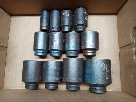 Armstrong & Wright 15/16 To 2-5/16  Deep Impact Socket Set of 12 pcs 3/4 Dr. USA