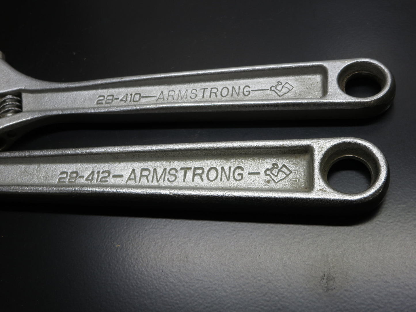 ARMSTRONG Adjustable Wrench Set 10 in. 28-410 & 12 in. 28-412 VG MADE IN USA